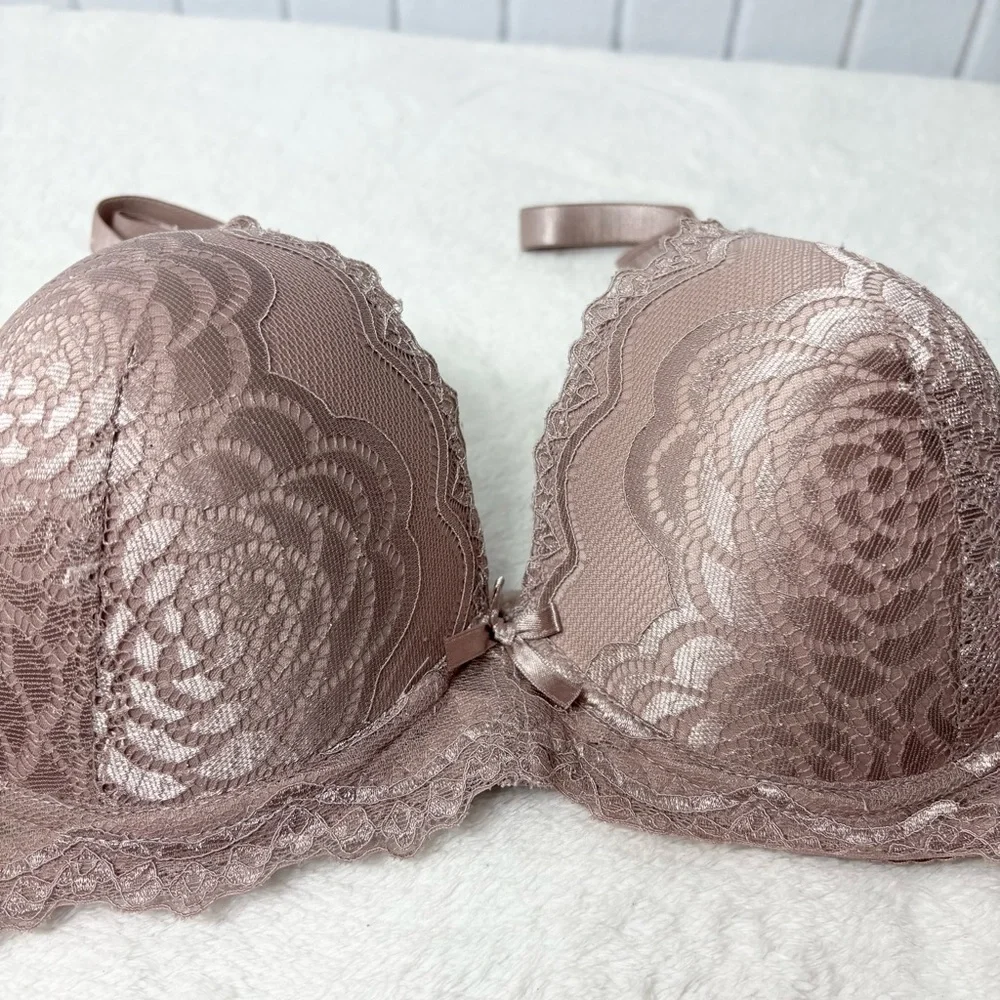 Rene Rofe Lace Slight Push-Up Bra Tan Size 36D - Picture 9 of 9
